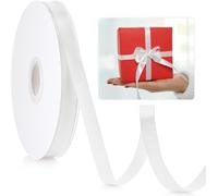 Wangdaqi 3/8" White Satin Ribbon, 50 Yards Ribbon for Gift Wrapping, Fabric Ribbons for Flower Bouquet Bridal Wedding Party Decoration Crafts Bow Making, Present Wrapping Ribbons for Every Holiday