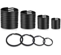 Wangdaqi 40 Pack Black Key Ring Keychain Assorted in 4 Sizes Metal Round Split Key Chains Rings for Home Car Dog Tag Office Lanyards Keys Attachment