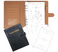 WANGDEFA 1 Pack PU Leather Football Tactics Block Football Learning Pad Tactics Folder Football with 50 Sheets Tactics Pad Ring Binder Pad Football for Trainer Folder Game Analysis & Training Planning