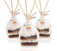 WANGDEFA 100 pcs S'more Fun Bag set Clear Gusseted Poly Bags with S'mores Tag and Bamboo Stick