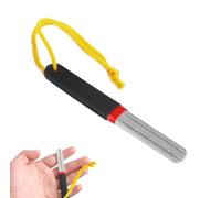 WANGENPING Sharpening Stone for Fishing Hooks, Double Sided Fishing Hook Sharpener, with Yellow Lanyard and Handle, Practical Portable Sharpening Stone for Fishing with Handle and Hanging for Outdoor
