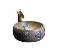 WANGHAI-666 Bathroom Vessel Sink Retro Art Round Above Counter Basin Bathroom Ceramic Sink (Including Accessories)