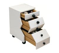 WANGHAI-666 Chest of Drawers Three-Drawer Angular Panel Nightstand with Spherical Knobs for Bedroom Storage(White,Large)