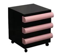 WANGHAI-666 Chest of Drawers Three-Drawer Rolling Nightstand with Wheels for Bedroom Storage Organization(Black)