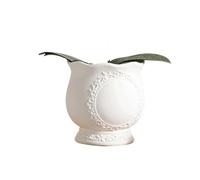 WANGHAI-666 Flower Pot Unglazed Ceramic Flower Pot With A White Clay Body And A Floral Relief Border