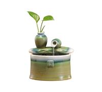 WANGHAI-666 Indoor Fountains Ceramic Tabletop Fountain Small Water Ornamentn for Office Home Decoration(Green)