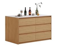 WANGHAI-666 Island Table Sintered Stone Top Kitchen Island Solid Wood Storage Cabinet Minimalist Modern(Yellow,Medium)