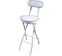 wanghaiyanBD Folding Bar Stool with Backrest - Cushioned Metal Stool for Kitchen Counter - Portable Leather Seat - Round Design