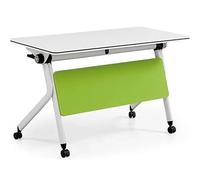 wanghaiyanBD Folding Conference Table, Mobile Meeting Desk with Lockable Wheels, Space-Saving Design, Durable Metal Frame for Office, Training, and Seminar Use