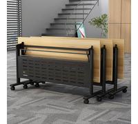 wanghaiyanBD Folding Conference Table, Mobile Meeting Desk with Lockable Wheels, Space-Saving Design, Durable Metal Frame for Office, Training, and Seminar Use