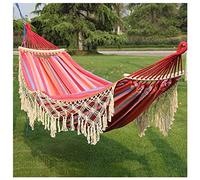 wanghaiyanBD Single & Double Leisure Hanging Chairs, Camping Hammock Swing, Thickened Canvas, With Wood Spreader Bar, Hiking Travel Hammock, 200cm L x 150cm W, 441 lbs Max Weight, Black