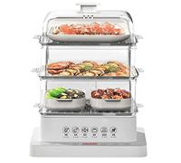 wanghaiyanBD Stainless steel electric steamer three-layer large capacity breakfast machine, Have12 Hours Smart Appointment and Insulation Function, and Split Design Is Easier To Clean, for Vege