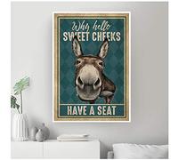 WANGHH Funny Donkey Why Hello Sweet Cheeks Quote Canvas Painting Vintage Posters and Prints Wall Pictures for Living Room- 50x70cm unframed