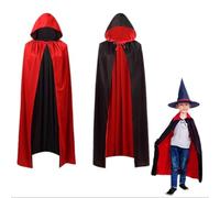 WANGHONGGOGO Reversible Black Red Cape for Adults,draculaura costume Easter Halloween Christmas Cloak Fancy Dress Witch Wizard Role Play for Party Carnival Cosplay（150cm）