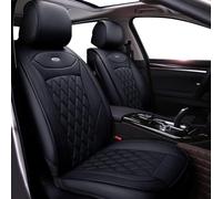 WANGIRL 2pc Universal PU Leather Car Seat Covers Front, Luxury Waterproof Car Seat Protector, Adjustable Removable Auto Seat Cushions (Black)