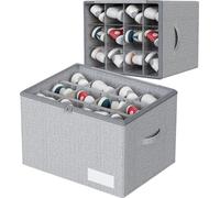 WANGIRL Fabric Shoe Storage Box, Fits 12 Pairs, Foldable Shoe Organiser for Wardrobe with Clear Lids, Bottom Support and Reinforced Handles, 1 Pack Grey