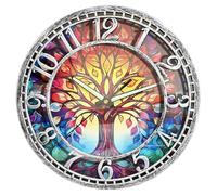 WANGIRO 12" Round Tree of Life Wall Clock Silent Non-Ticking Antique Silver