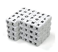 WangLaap 104pcs Silicone Letter Beads Alphabet 12mm Square Letter Beads for Keychain Bracelet Making