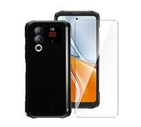 Wanglaism Case for Doogee Blade 20 Turbo 5G - Soft Silicone Cover with Anti-Scratch Bumper + 1 Pack Tempered Glass Screen Protector - Black