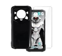 Wanglaism Case for Doogee Blade20 Play - Soft Silicone Cover with Anti-Scratch Bumper + 1 Pack Tempered Glass Screen Protector - Black