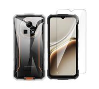 Wanglaism Case for Doogee Fire 7 - Soft Silicone Cover with Anti-Scratch Bumper + 1 Pack Tempered Glass Screen Protector - Clear