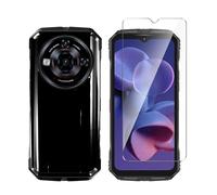 Wanglaism Case for Doogee S118 Pro 5G - Soft Silicone Cover with Anti-Scratch Bumper + 1 Pack Tempered Glass Screen Protector - Black