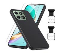 Wanglaism Case for Honor X6B Black Case+Tempered Glass Screen Protector+2 Type C Port Dust Plugs,Mobile Phone Anti-Dust Plugs