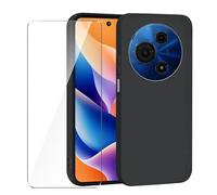 Wanglaism Case for TCL 605 Case with 1 Pack Tempered Glass Screen Protector, Soft Bumper Anti-Scratch Silicone Phone Case Cover-Black