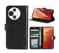 Wanglaism Case for TCL 60R 5G,with 1 Pack Tempered Glass Screen Protector,With Card Holder Flip Leather Cover -Black