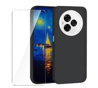 Wanglaism Case for TCL NxtPaper 60 Ultra - Soft Silicone Cover with Anti-Scratch Bumper + 1 Pack Tempered Glass Screen Protector - Black