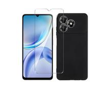 Wanglaism Case for ZTE Blade A36 Cover + 1 Tempered Glass Screen Protector, Soft TPU Phone Case (Black