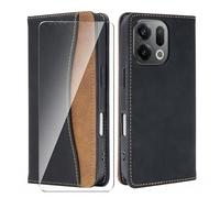 Wanglaism for OPPO Find X9 Wallet Case with Screen Protector, Premium PU Leather Flip Cover with Card Holder Stand Magnetic Closure Shockproof Protective Phone Case（Black）