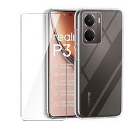 Wanglaism Mobile Phone Case for Realme P3 5G Case + 1 Tempered Glass Screen Protector, TPU Mobile Phone Case Cover Transparent