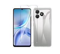 Wanglaism ZTE Blade A36 Case + 1 Screen Protector Tempered Glass Soft TPU Mobile Phone Case Cover(Clear)