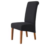 Wangle Dining Room Chair Covers with Elastic Band, Stretch Spandex High Back Chair Slipcover, Chair Cover Seat Cover Protector for Kitchen Hotel Party Wedding,Set of 1,Black