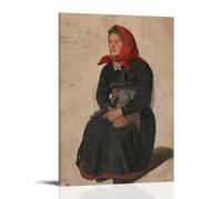 WANGLIDD Adolph Tidemand Paintings Wall Art Poster Prints Peasant Woman from Telemark (1844) Wall Art Bedroom Prints Home Decor Hanging Picture Canvas Paintings Frame 12x18inch(30x45cm)
