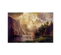 WANGLIDD Albert Bierstadt Paintings Wall Art Poster Prints Among The Sierra Nevada Mountains, California Wall Art Aesthetic Canvas Painting Picture Living Room Decor Home Unframe 20x30inch(50x75cm)