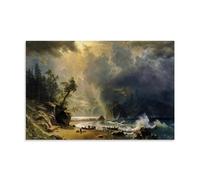 WANGLIDD Albert Bierstadt Paintings Wall Art Poster Prints Puget Sound on The Pacific Coast Print Photo Art Painting Canvas Home Decorative Bedroom Modern Decors Unframe 16x24inch(40x60cm)