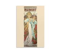 WANGLIDD Champagne Ruinart By Alphonse Mucha Poster Room Aesthetic Print Art Wall Painting Canvas Modern Bedroom Decor Unframe 16x24inch(40x60cm)