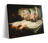 WANGLIDD Henry Fuseli Paintings Wall Art Poster Prints 'Macbeth', Act I, Scene 3, The Weird Sisters Canvas Wall Art Decorative Bedroom Modern Home Print Picture Artworkss Frame 12x18inch(30x45cm)