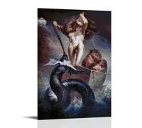 WANGLIDD Henry Fuseli Paintings Wall Art Poster Prints Thor Battering The Midgard Serpent Wall Art Picture Painting Canvas Prints Artworks Bedroom Living Room Decor Frame 12x18inch(30x45cm)