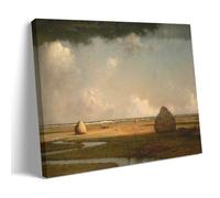 WANGLIDD Martin Johnson Heade Paintings Wall Art Poster Prints Marshfield Meadows, Massachusetts Print Photo Art Painting Canvas Home Decorative Bedroom Modern Decors Frame 08x12inch(20x30cm)