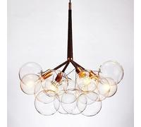 WANGLL 12/20 Clear Glass Bubble Chandelier Lighting Dining Room Mid Century Modern Pendant Light Cluster Globe Ball LED Hanging Ceiling Lamp for Living Room Bedroom, Black Gold, White Chrome