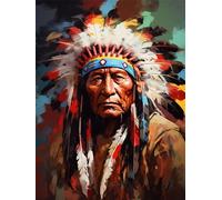 WANGLLPGY 5D Diamond Art Kits Adults Large 40 x 60 cm, DIY Diamond Painting Elder Indian Native American Dimond Arts Craft Gem Art Paintings for Home Decoration 16 x 24 Inch -YZ1169