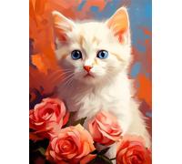WANGLLPGY 5D Diamond Art Kits Adults Large 60 x 90 cm, DIY Diamond Painting Kitten Full Drill Roses Dimond Arts Craft Gem Art Paintings for Home Wall Decoration 24 x 36 Inch -YZ1189