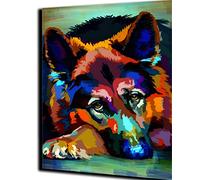 WANGMAOMAO Paint by Numbers for Adults and Kids DIY Oil Painting Gift Kits Pre-Printed Canvas 16 * 20 inch Hand Painted Digital Painting Art Home Decoration German Shepherd pet Dog Animal -Frameless