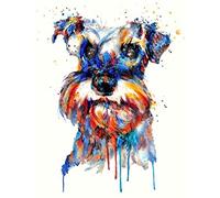 WANGMAOMAO Paint by Numbers for Adults and Kids DIY Oil Painting Gift Kits Pre-Printed Canvas 16 * 20 inch Hand Painted Digital Painting Art Home Decoration Colorful Schnauzer Dog-Frameless