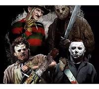 WANGMAOMAO Paint by Numbers for Adults Children Four Classic Horror Movie Characters 16x20 Inch Linen Canvas Acrylic DIY Number Painting Kits Wall Art Decor Gifts-with Frame