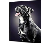 WANGMAOMAO Paint by Numbers for Adults Children Staffordshire Bull Terrier Black Dog 16x20 Inch Linen Canvas Acrylic DIY Number Painting Kits Wall Art Decor Gifts -Frameless