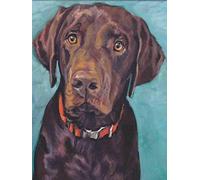 WANGMAOMAO Paint by Numbers for Adults DIY Oil Painting Number Canvas Painting for Adults Kids Beginner Home Decoration (16x20in) Chocolate Labrador Dog-Frameless, Clear